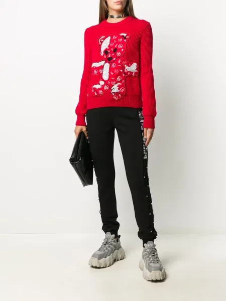 Spodnie Philipp Plein z nadrukiem do biegania czarne