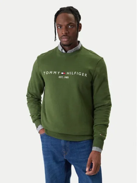 Tommy Hilfiger Pulóver Logo zöld