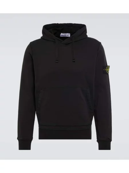 Majica s kapuljačom Stone Island od jersey kamenje crna