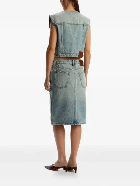 Fustă din denim 12 Storeez până la genunchi albastru