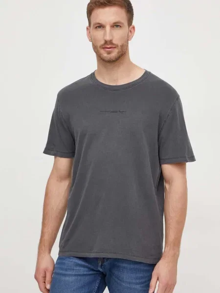 Тениска Pepe Jeans Dave Tee с принт сиво