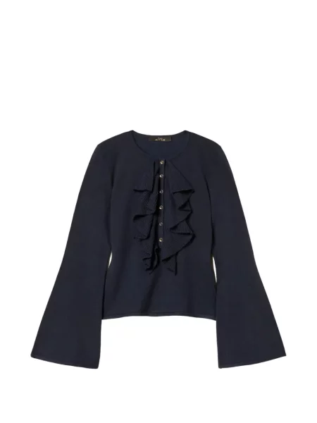 Pulover Twinset cu volane albastru