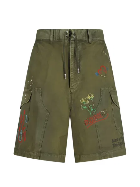 Pantaloni scurți cargo Dsquared2 cu broderie verde