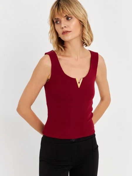 Cool & Sexy Top burgundy roșu