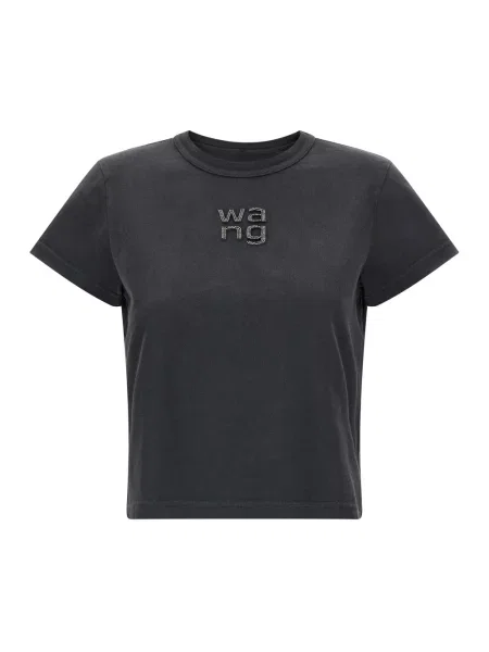 Koszulka T By Alexander Wang z dżerseju z kryształkami czarna