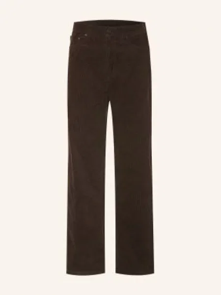 Carhartt Wip Kordové Kalhoty Aaron Regular Tapered Fit tmavě hnědá