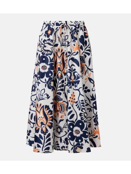 Satynowa spódnica midi La Doublej z nadrukiem do kolan