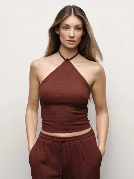 RÆRE by Lorena Rae Top Ava ruginiu maro