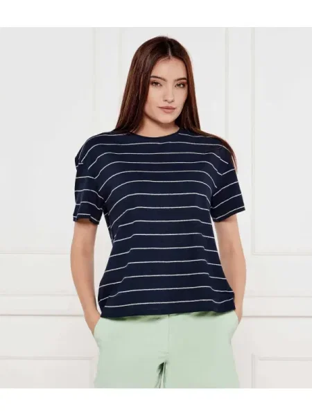 Tommy Hilfiger Póló len hozzáadásával kék