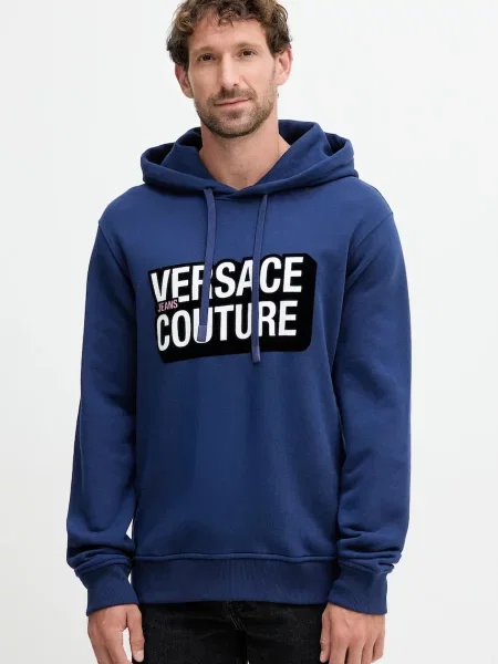 Versace Jeans Couture hanorac de bleumarin cu glugă cu imprimeu
