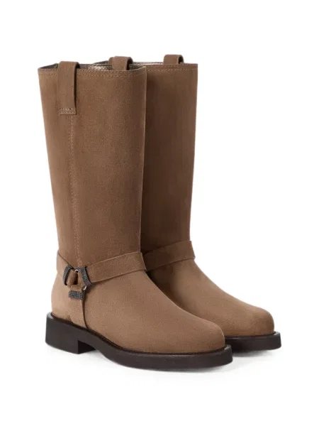 Botine Brunello Cucinelli din piele de căprioară maro