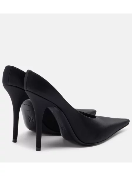 Papuci tip mules Amina Muaddi din satin negru