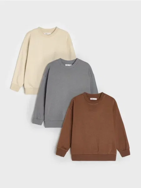 Sinsay Mikiny crewneck s podílem bavlny 3 pack Jiné