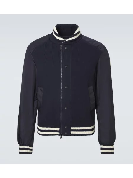 Pletená žebrovaná bunda Moncler modrá