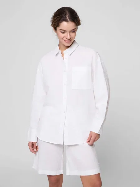 Сорочка повсякденна PRPY льон/бавовна білий