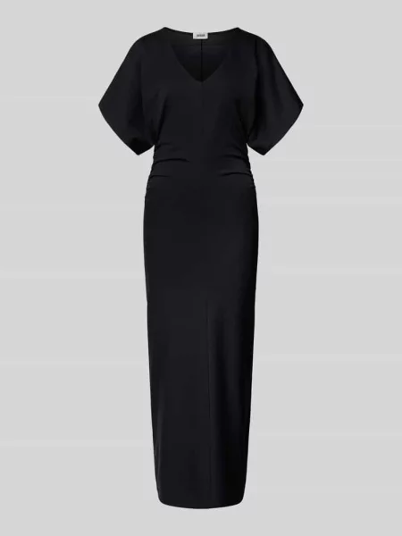 Długa sukienka o kroju podkreślającym sylwetkę z dekoltem w serek model ‘PAMANTI’ Drykorn czarna