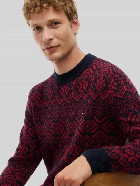 Tommy Hilfiger Sweter Fairisle Bordowy czerwony