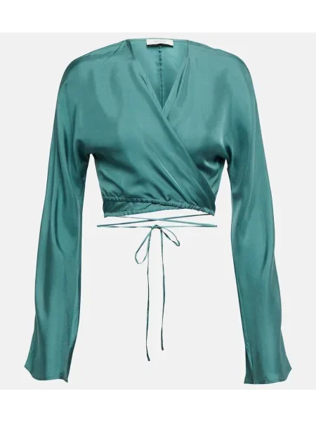Top Asceno de mătase albastru