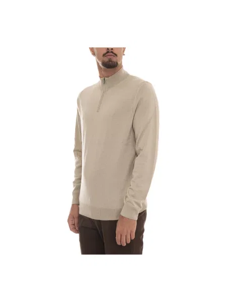 Sweter Boss z logo beżowy