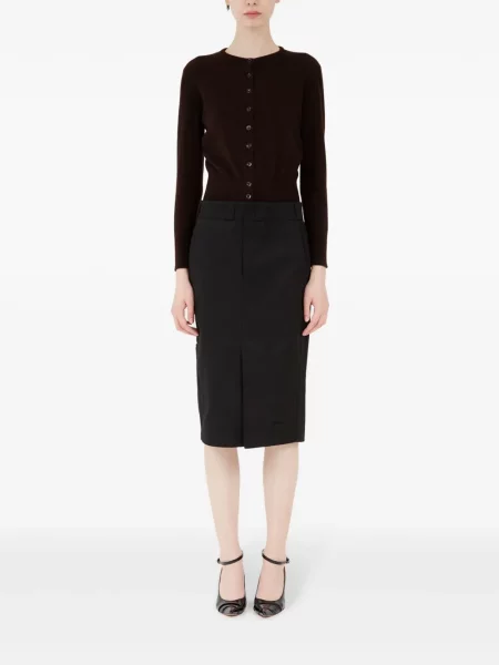 Fustă midi Maison Margiela cu talie înaltă până la genunchi negru