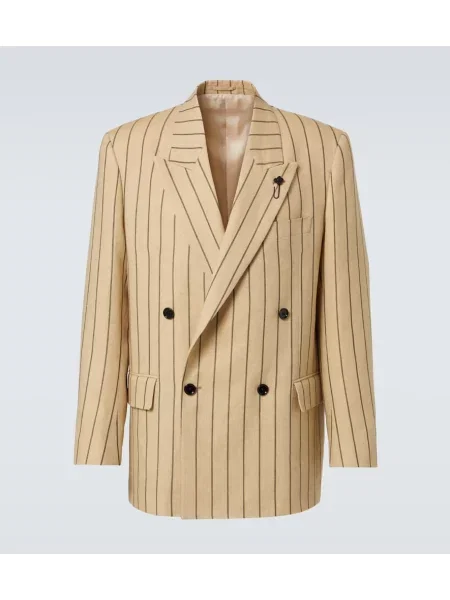 Vuneni prugasti blejzer Lardini bež
