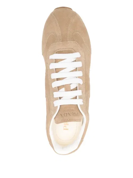Sneakerși Prada cu șireturi din piele de căprioară