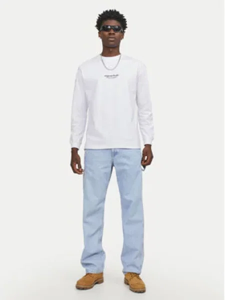 Tričko s dlouhým rukávem Jack & Jones s dlouhými rukávy bílé