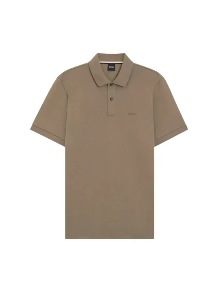 BOSS polo zielony gładki brązowa