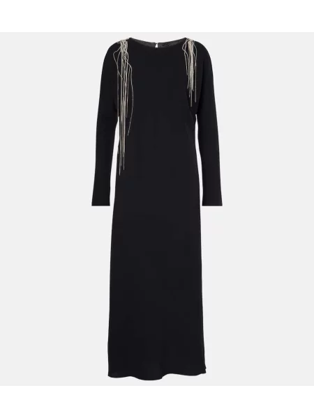 Maksi sukienka maxi Dries Van Noten z kryształkami garniturowa czarna