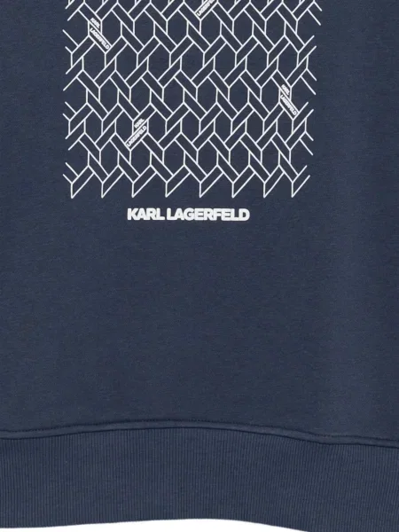Raštuotas džemperis Karl Lagerfeld apvaliu kaklu mėlyna