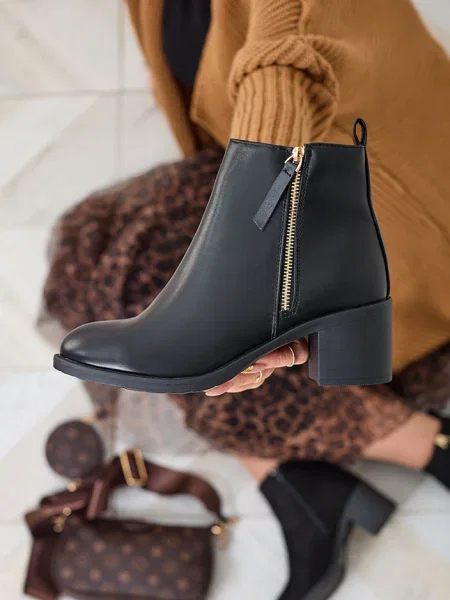 Botine Resti din piele negru