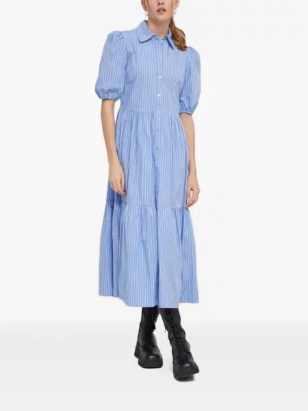 Rochie tip cămașă Desigual cu dungi până la genunchi de costum albastru