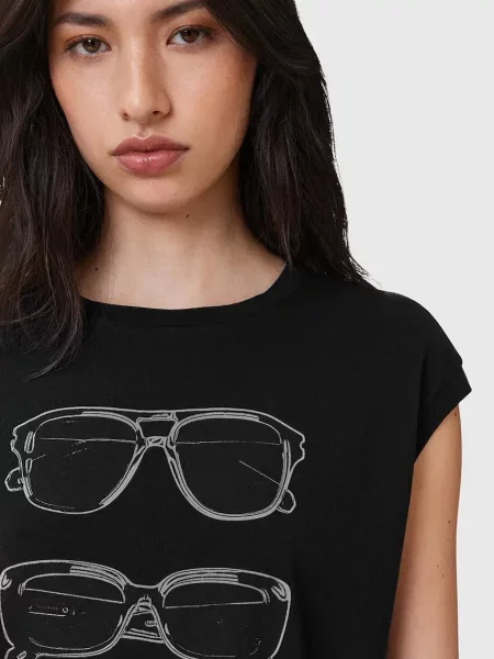 Блузка AllSaints SUNNIES з принтом чорний