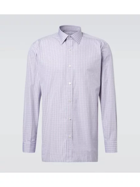 Kostkovaná poplínová košile Charvet šedá