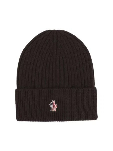 Czapka Moncler wełniana brązowa