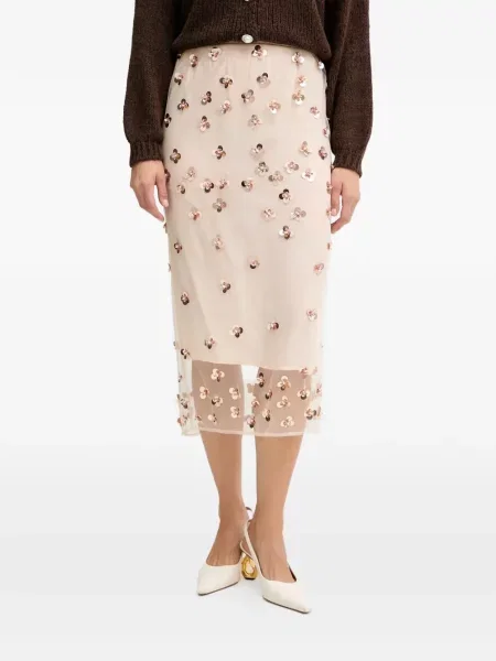 Fustă midi Forte_forte cu broderie până la genunchi