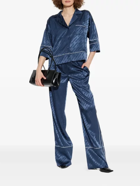Cămașă Off-white din satin cu imagine alb