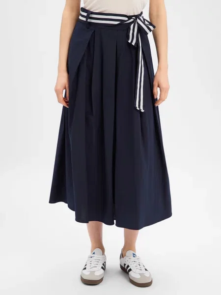 Spódnica midi z elastycznym pasem i wiązanym More & More granatowa