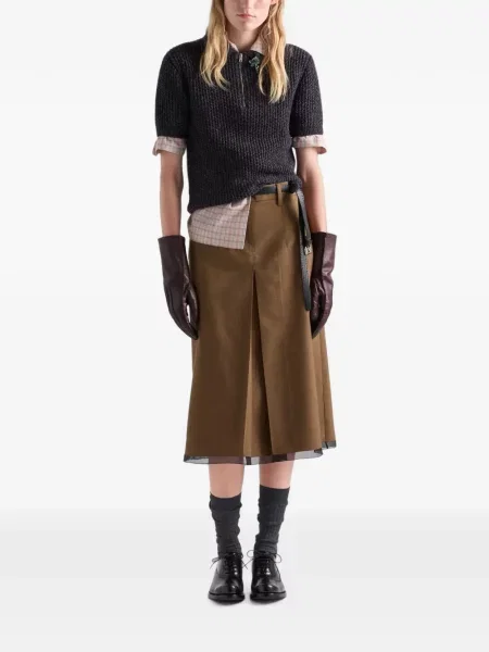 Scurt tricou polo Prada de lână maro