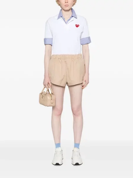 Tricou polo Comme Des Garcons Play cu motiv cu inimi alb