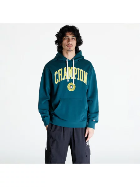 Суичър с качулка Champion с качулка с принт зелено