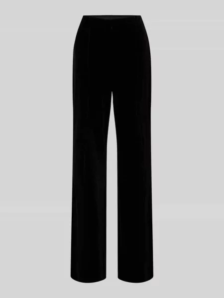 Spodnie materiałowe o rozkloszowanym kroju z aksamitu z ozdobnymi szwami Christian Berg Woman Selection czarne
