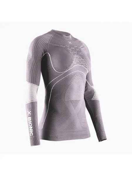 Tricou termoactiv cu mânecă lungă pentru femei X-Bionic Energy Accumulator dusty lavender/arctic white alb