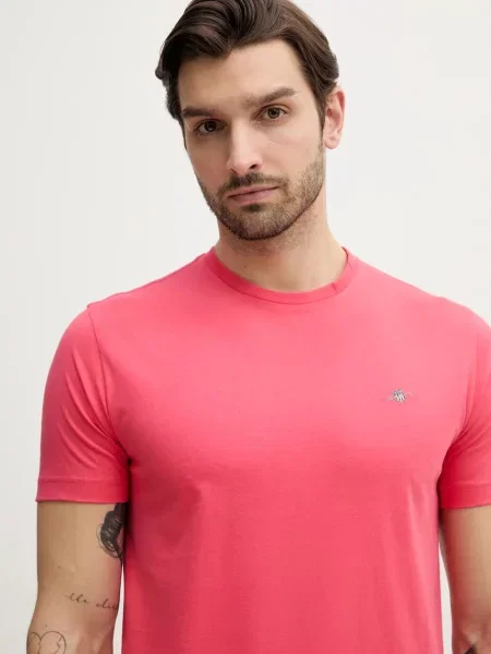 Тениска Gant с изчистен дизайн розово