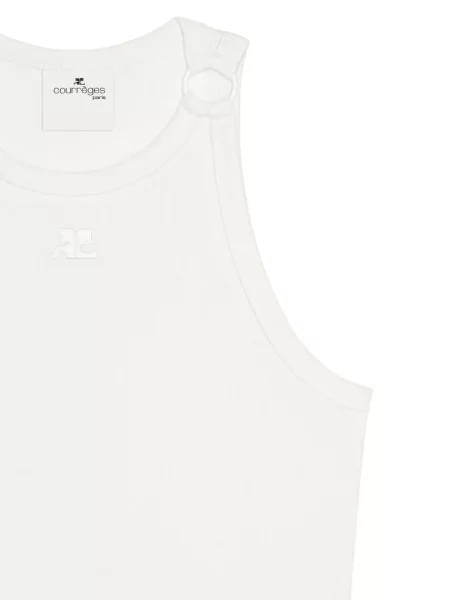 Rochie midi Courreges tricotate cu cataramă alb