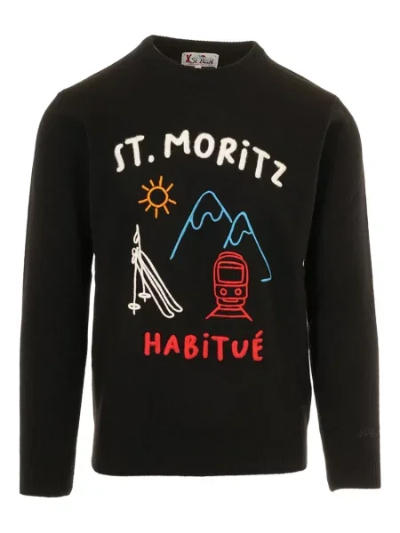 Pulover Mc2 Saint Barth cu broderie negru