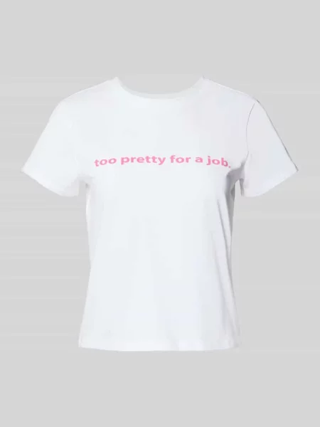 T-shirt z wyhaftowanym napisem Review biała