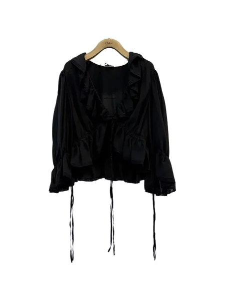 Top Chloé cu volane cu legături negru