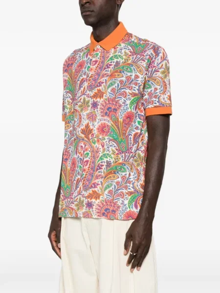Polo Etro cu imagine cu model paisley portocaliu