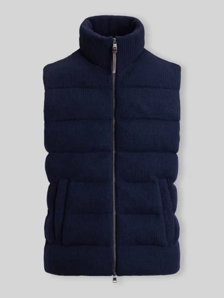 Kamizelka o kroju regular fit z czystej wełny ze stójką Polo Ralph Lauren granatowa